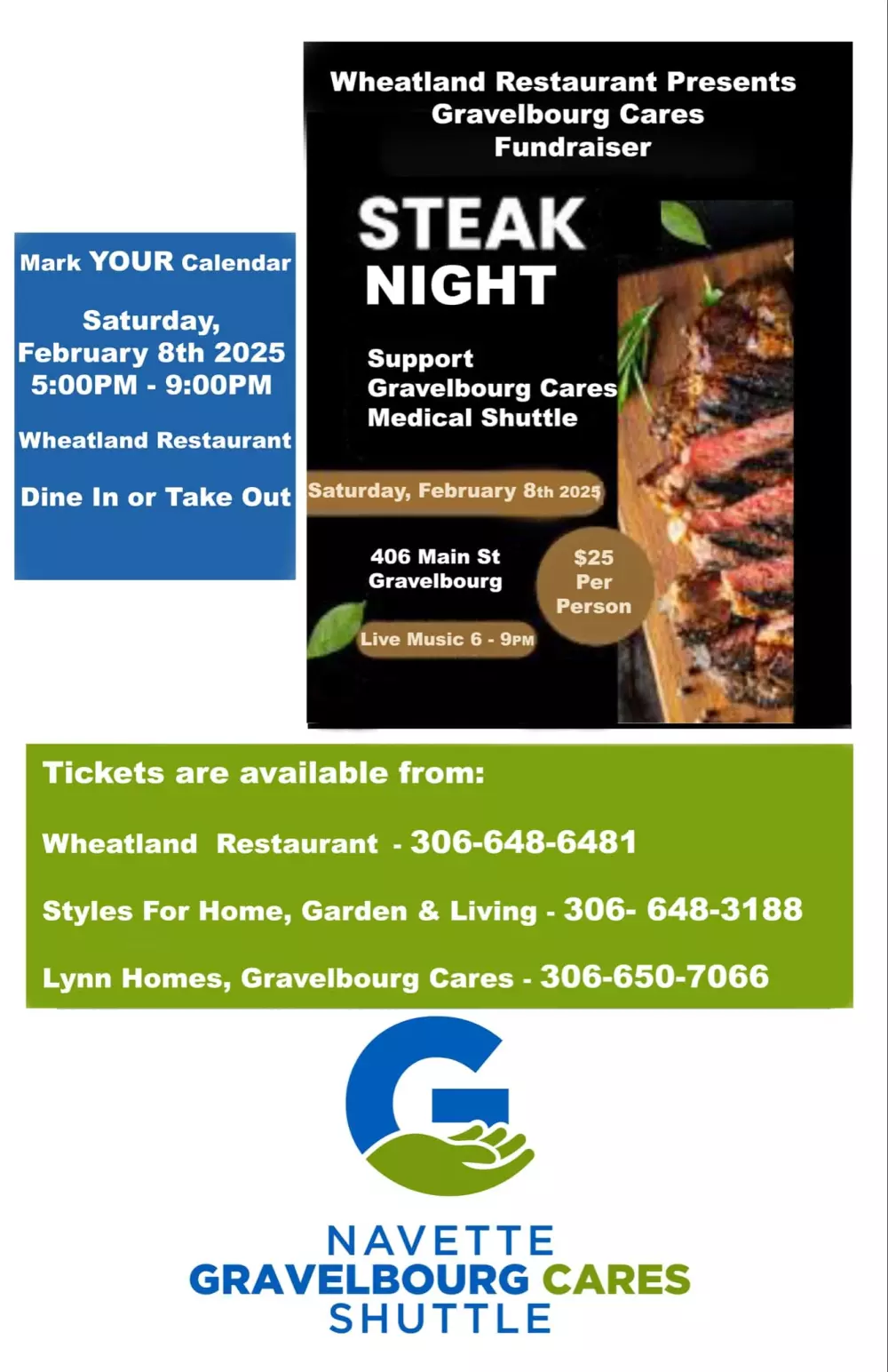 Gravelbourg Cares Steak Night Fundraiser