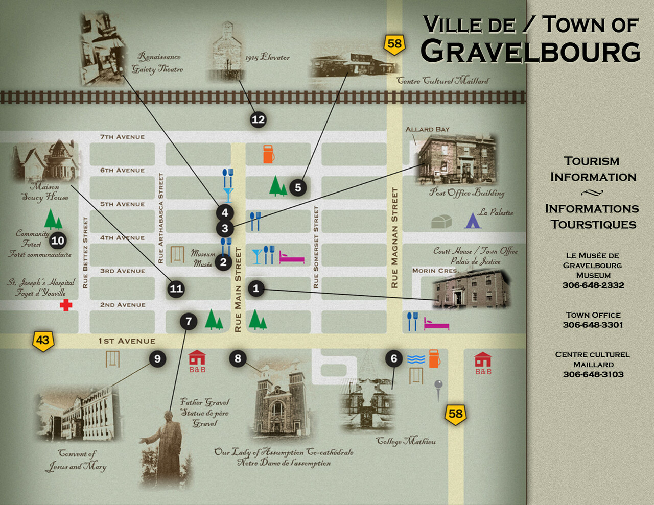 map of all the heritage sites in gravelbourg saskatchewan